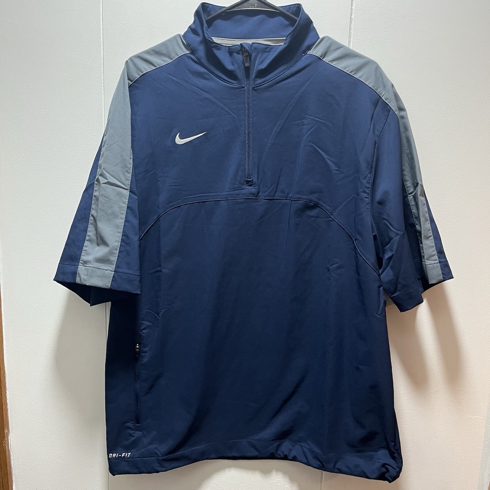 Nike Coach Sideline Jacket Navy White Mens Size Small Short Sleeve Dri‎ Fit